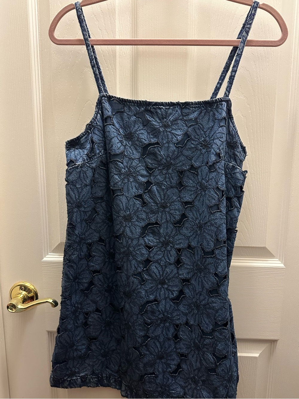 Women's Denim Floral Eyelet Sundress